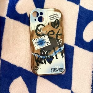 Decorative Clear Blue and Brown Graphic Phone Case - Unbranded iphone 14 plus